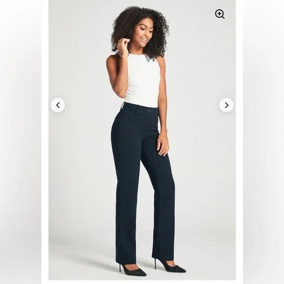 Betabrand Classic Dress Pant Yoga Pant | Straight (Navy) - Picture 1 of 9